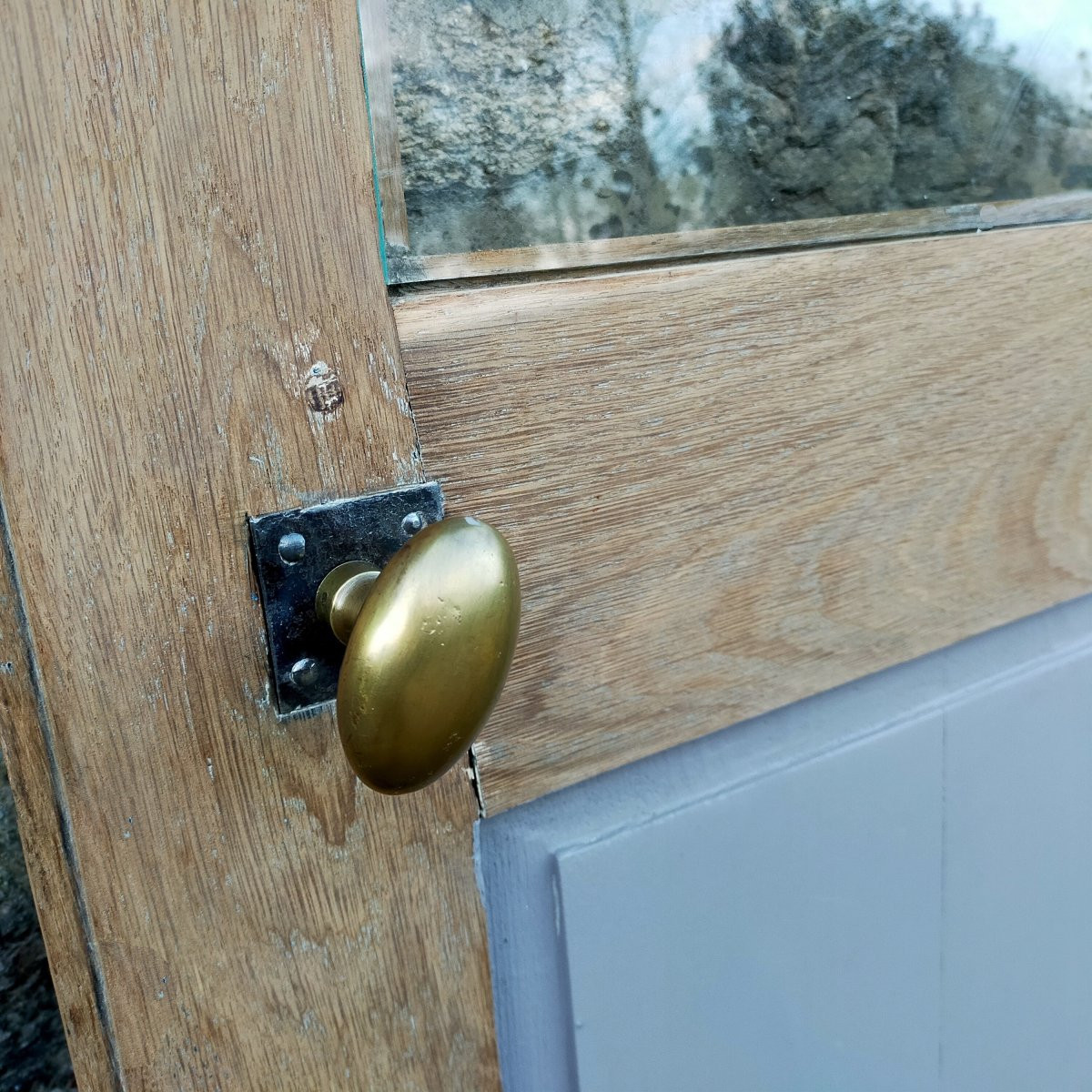 Porte vitrée ancienne en chêne Epoque XVIIIème - 4 carreaux - 1/2-photo-4