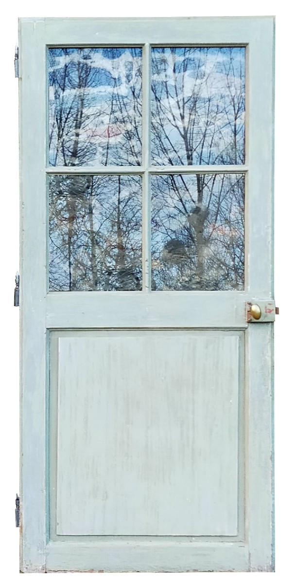 Porte vitrée ancienne en chêne Epoque XVIIIème - 4 carreaux - 1/2