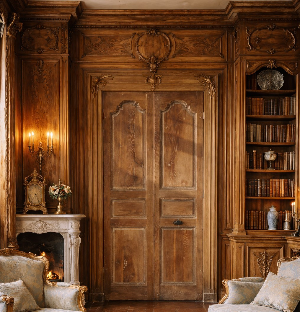 Deux Doubles Portes Anciennes d'Epoque XVIIIème en Chêne Boiserie-photo-2