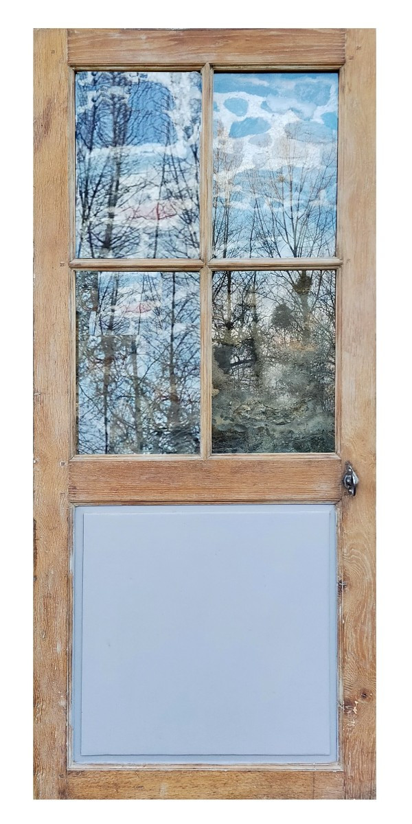 Porte vitrée ancienne en chêne Epoque XVIIIème - 4 carreaux - 2/2