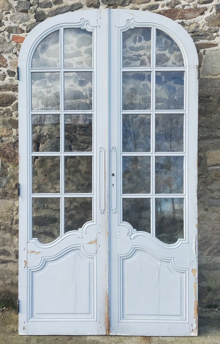Deux paires de portes vitrées cintrées anciennes décoratives-photo-6
