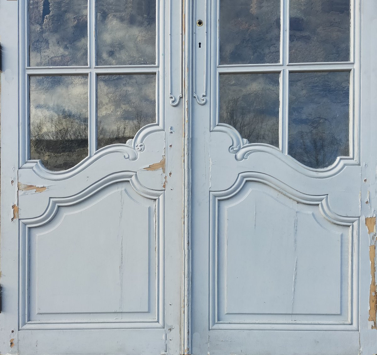 Deux paires de portes vitrées cintrées anciennes décoratives-photo-7