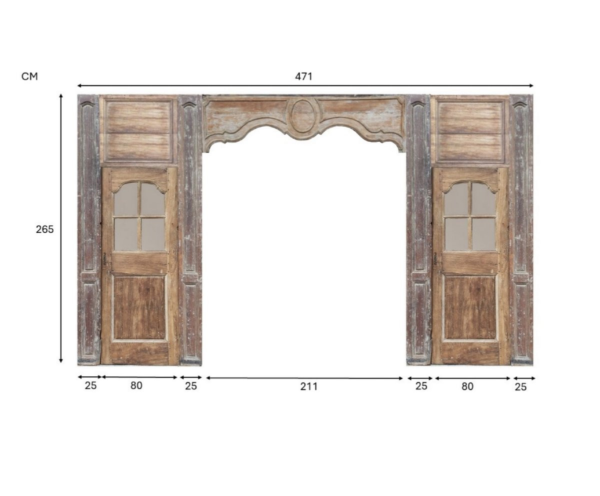 Boiserie D’alcôve  D’époque XVIIIème Portes Vitrées Anciennes-photo-3