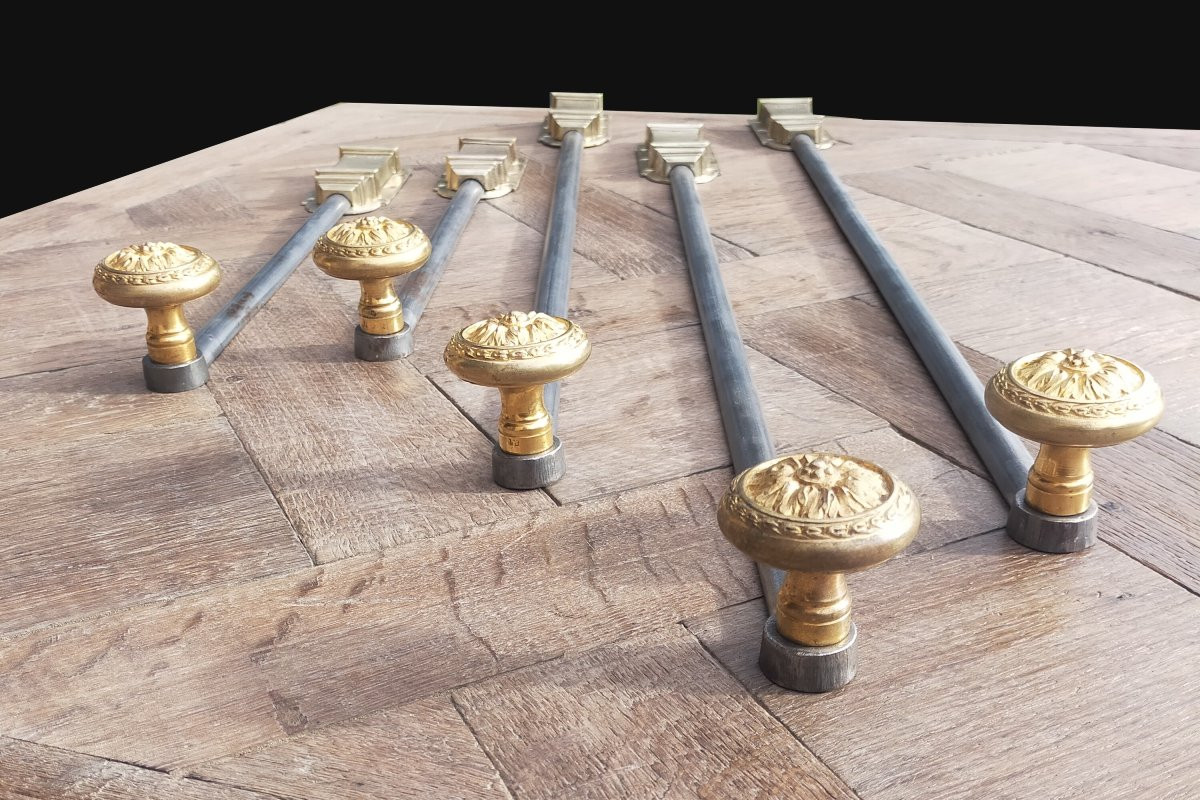 Lot de 5 verrous anciens monogrammés FT Maison Fontaine pour portes anciennes-photo-4