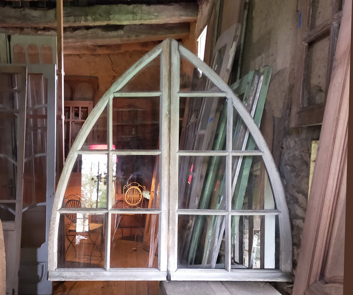 Antique 19th-century Oak Window Doors-photo-4