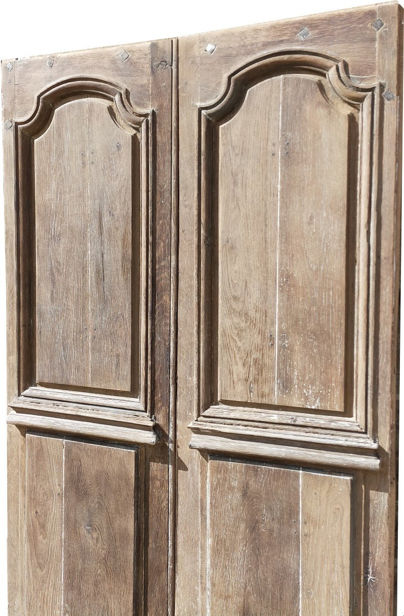 Double porte d'entrée ancienne d'époque XVIIIème en chêne-photo-2