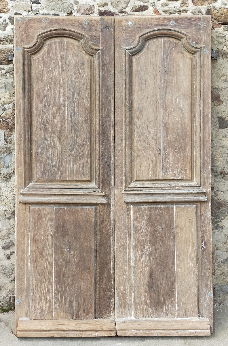 Double porte d'entrée ancienne d'époque XVIIIème en chêne
