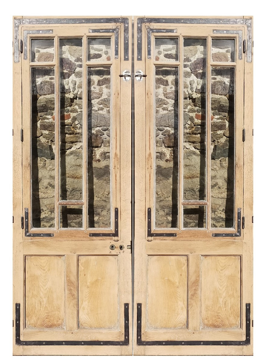 Double porte vitrée ancienne en chêne 6 carreaux