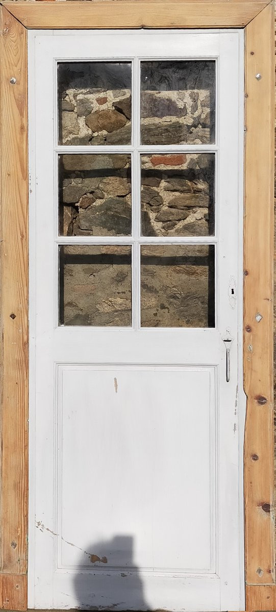 Deux Portes Anciennes Identiques six carreaux avec leur cadre-photo-4