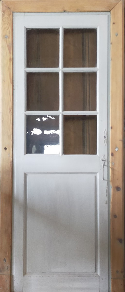 Two Similar Antique Six-pane Door Withtheir Frame-photo-3