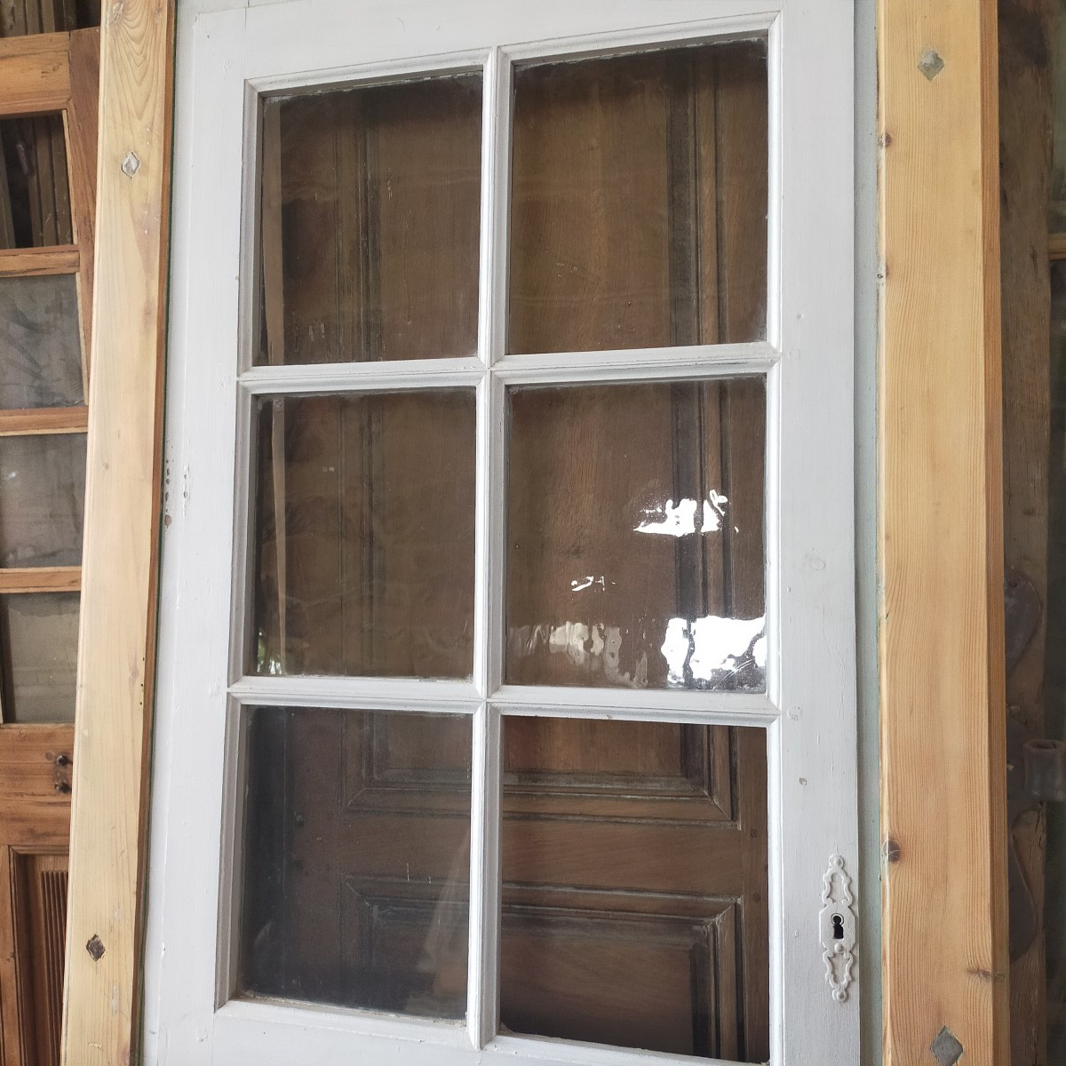 Two Similar Antique Six-pane Door Withtheir Frame-photo-4