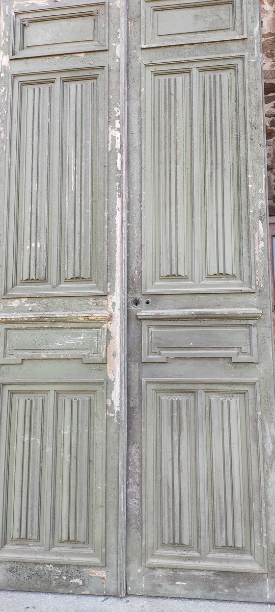 Qté 3 Grandes Double Portes Ancienne d'Apparat Pour Grands Volumes Porte Boiserie-photo-2