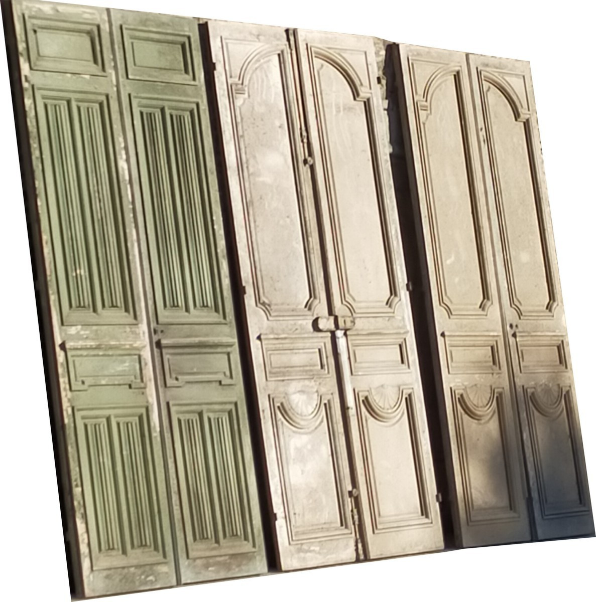 Qté 3 Grandes Double Portes Ancienne d'Apparat Pour Grands Volumes Porte Boiserie