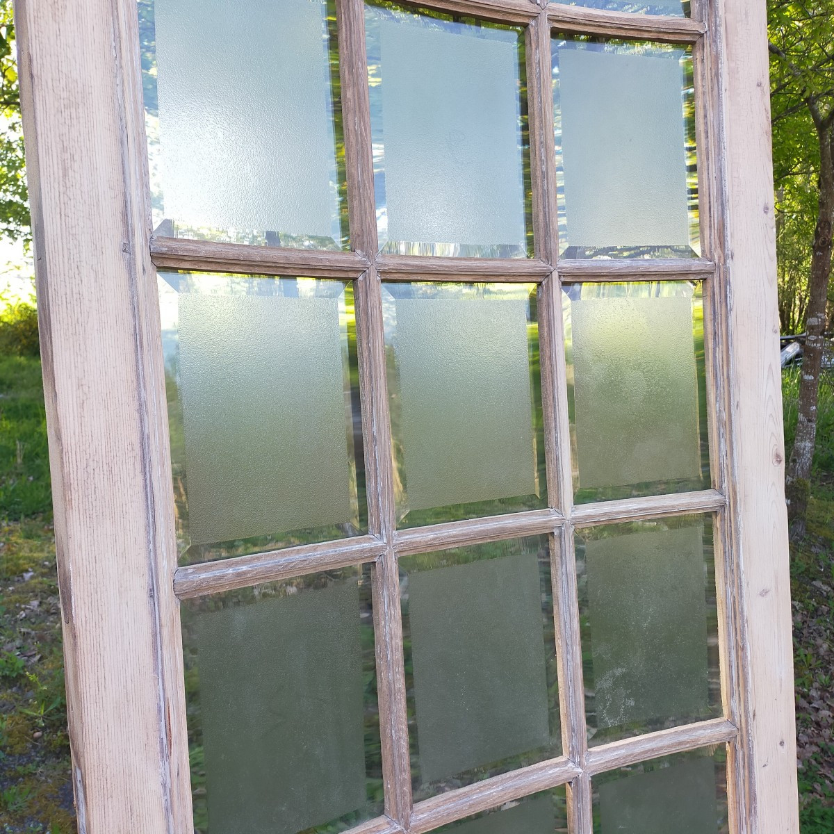 Deux portes anciennes vitrées XIXème incurvées verres opaques et biseautés-photo-4