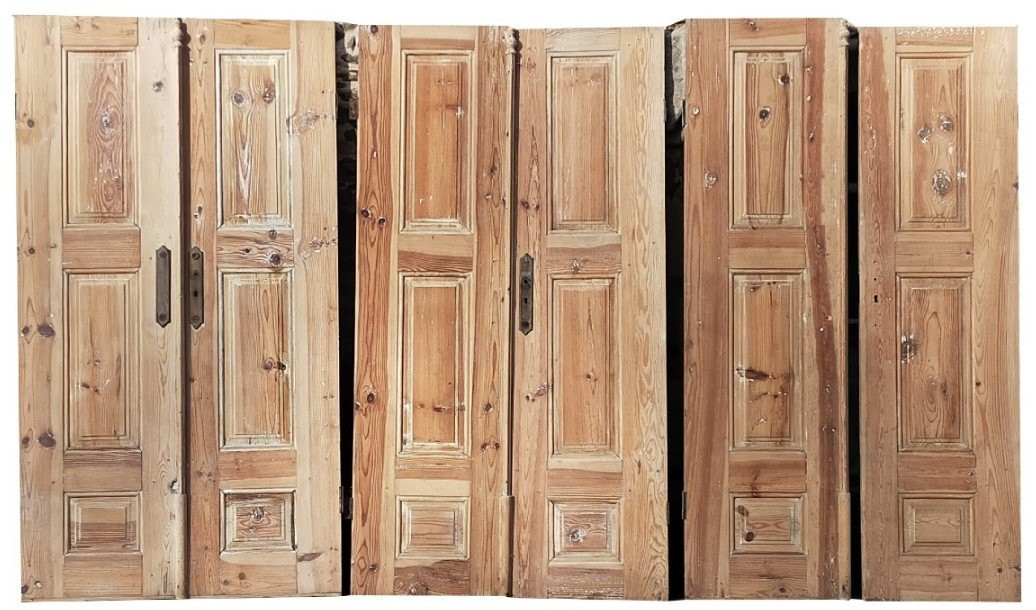 Antique Cupboard Doors Three Panels - A Total Of 49 Panels Available-photo-2