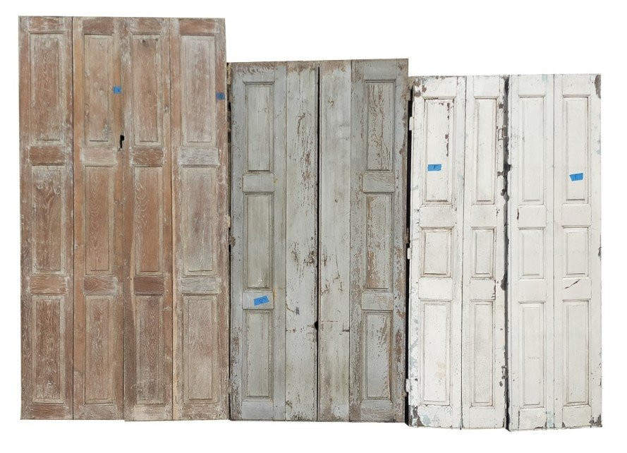 Antique Cupboard Doors Three Panels - A Total Of 49 Panels Available-photo-5