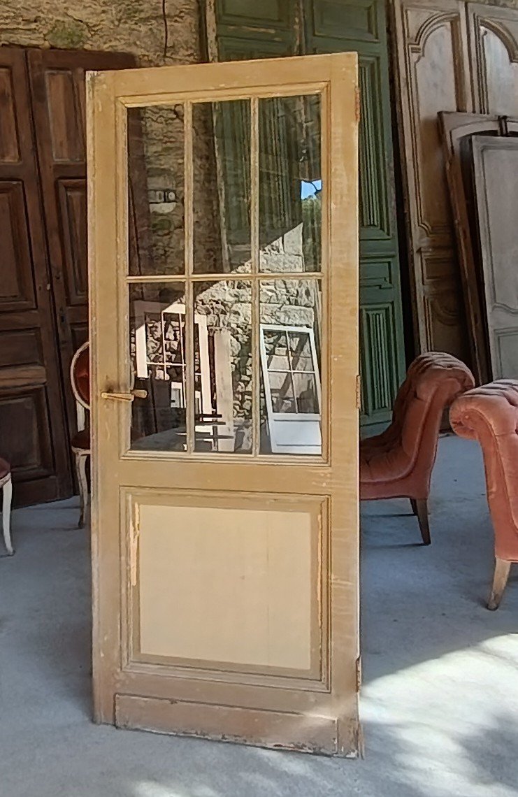 Porte vitrée ancienne fin XIXème  à 6 carreaux-photo-2