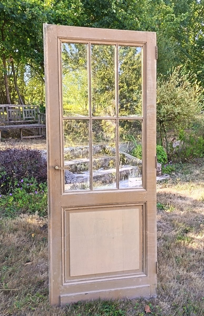 Porte vitrée ancienne fin XIXème  à 6 carreaux-photo-2