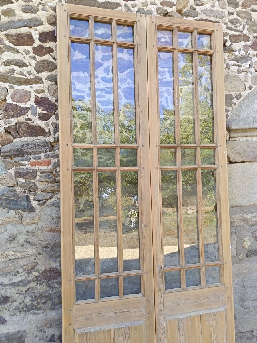 Antique Double-glazed Doors For A Library, Display Cabinet, Or Loft Workshop-photo-2