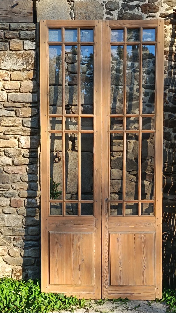 Antique Double-glazed Doors For A Library, Display Cabinet, Or Loft Workshop-photo-1