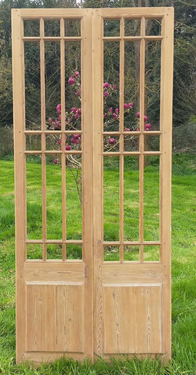 Antique Double-glazed Doors For A Library, Display Cabinet, Or Loft Workshop-photo-2