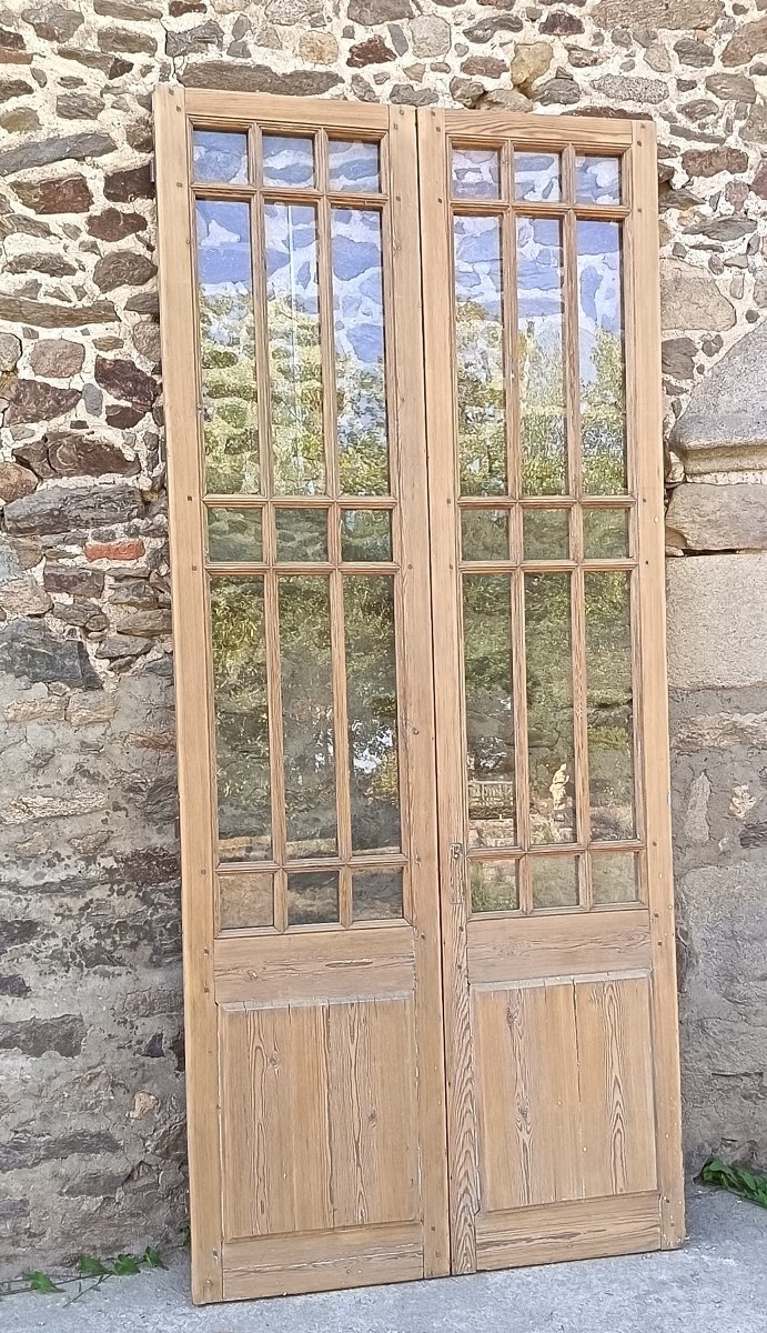 Antique Double-glazed Doors For A Library, Display Cabinet, Or Loft Workshop