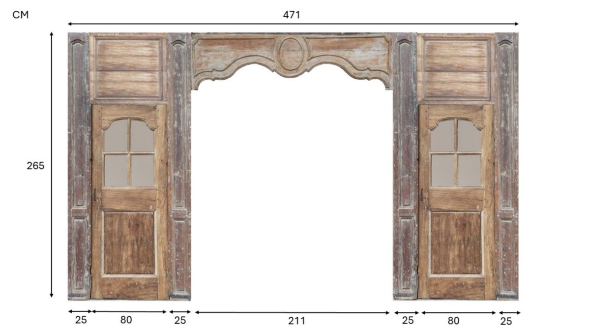 Boiserie D’alcôve D’époque XVIIIème Portes Vitrées Anciennes-photo-3