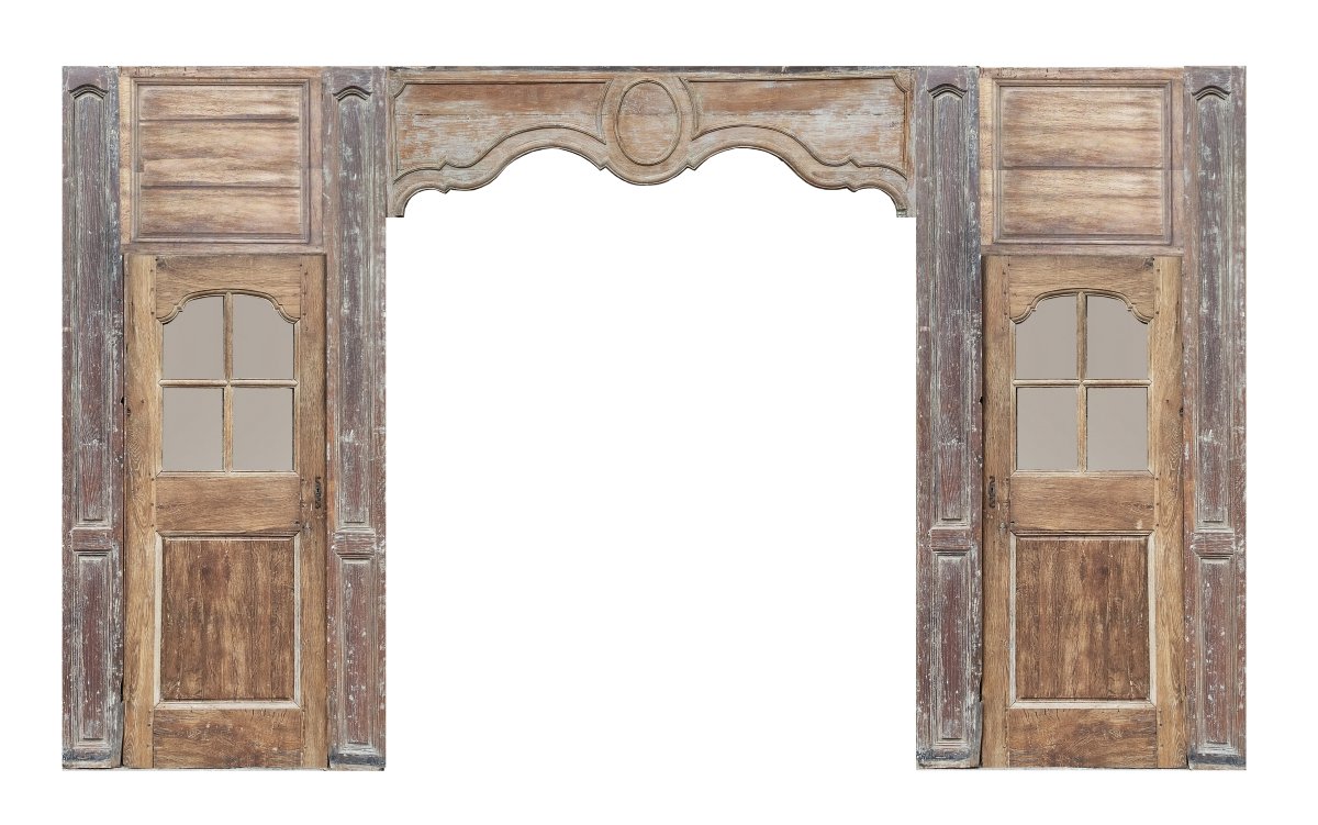 Boiserie D’alcôve D’époque XVIIIème Portes Vitrées Anciennes