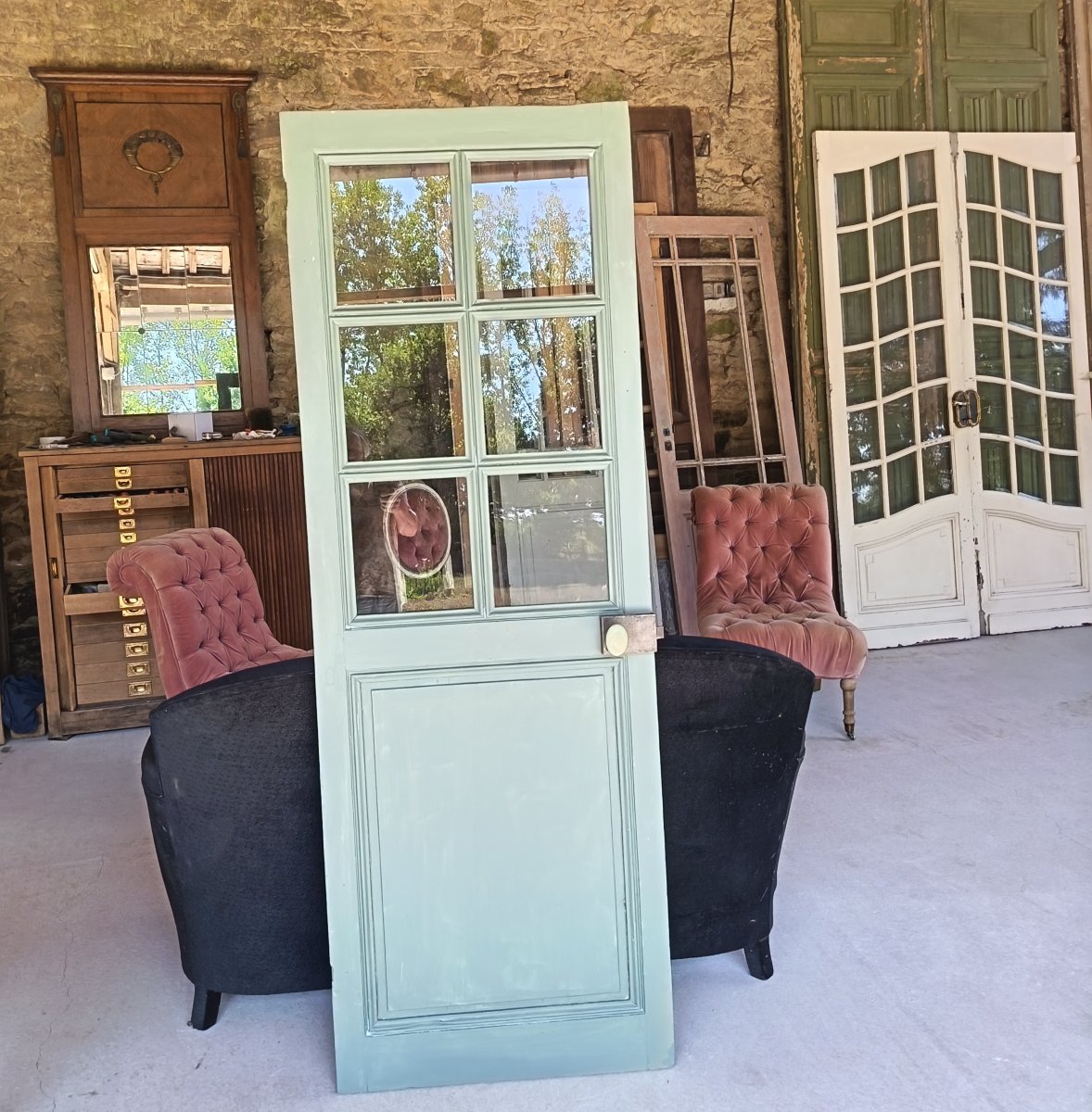 Antique Glass Door With 6 Panes-photo-3