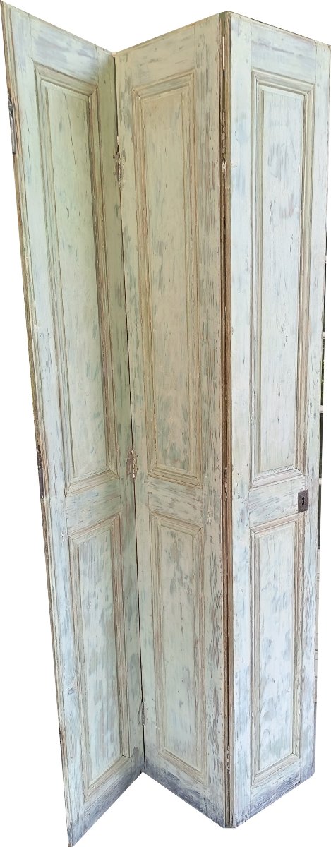 Two Sets Of Three 18th-century Period Cabinet Doors With Wood Paneling, For A Total Of 6 Panels-photo-2