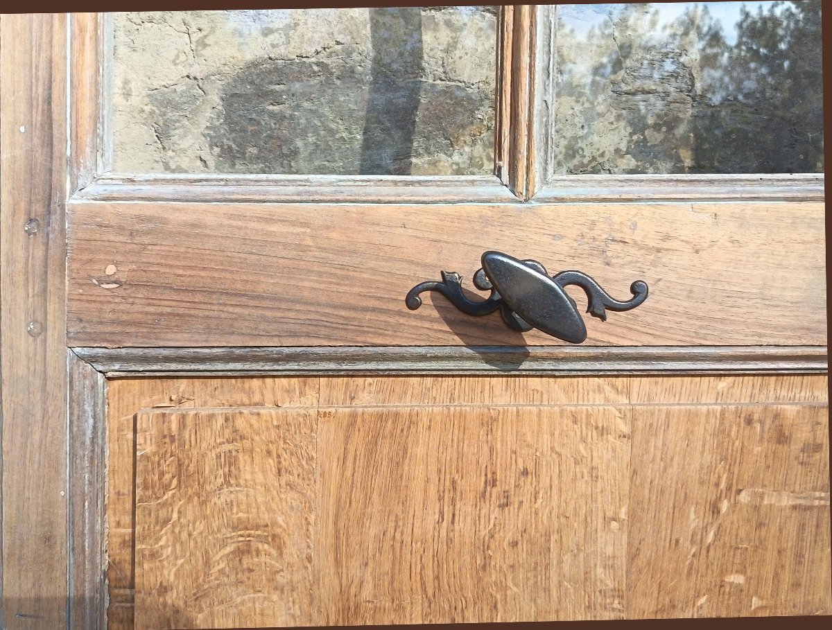 18th-century Double Glass Door With 10 Panes And 18th-century Ironwork-photo-3