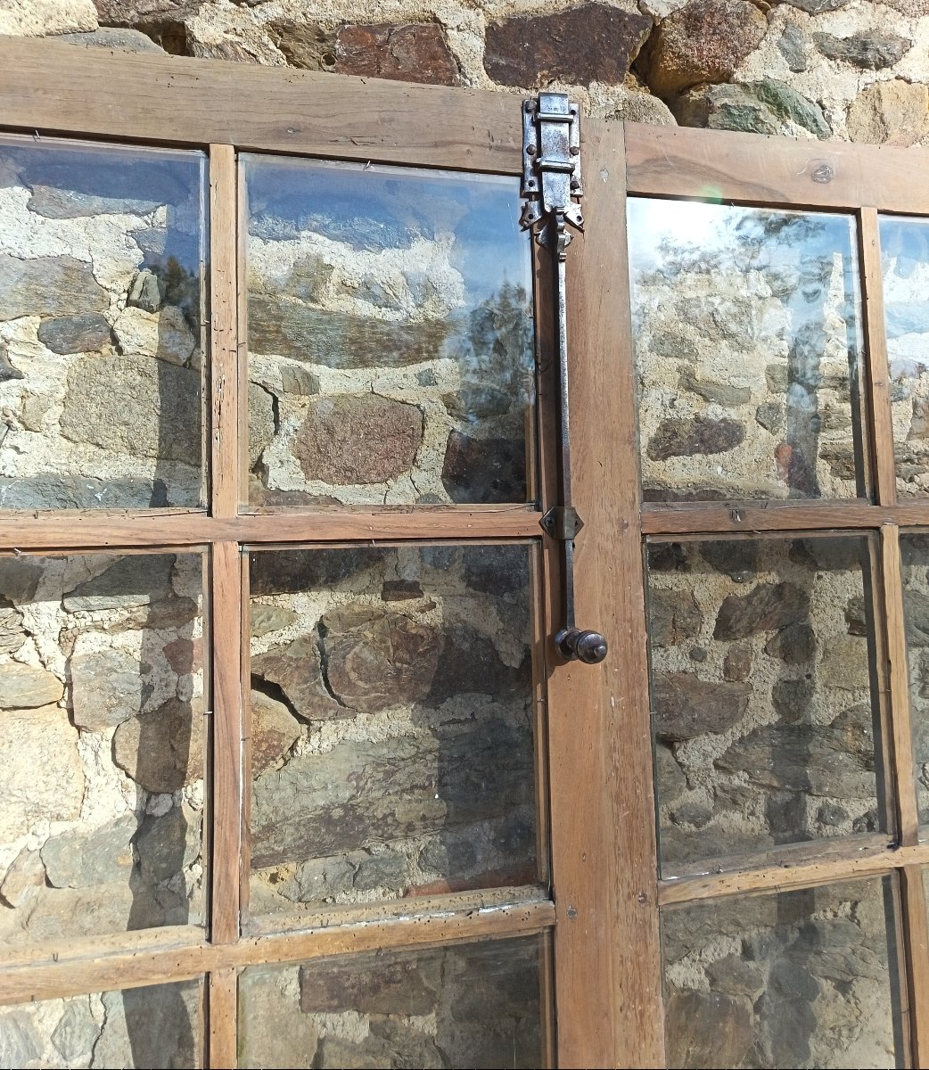 18th-century Double Glass Door With 10 Panes And 18th-century Ironwork-photo-2