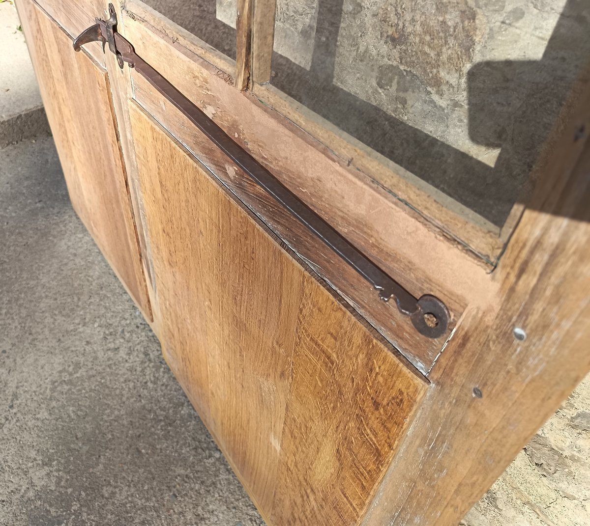 18th-century Double Glass Door With 10 Panes And 18th-century Ironwork-photo-3