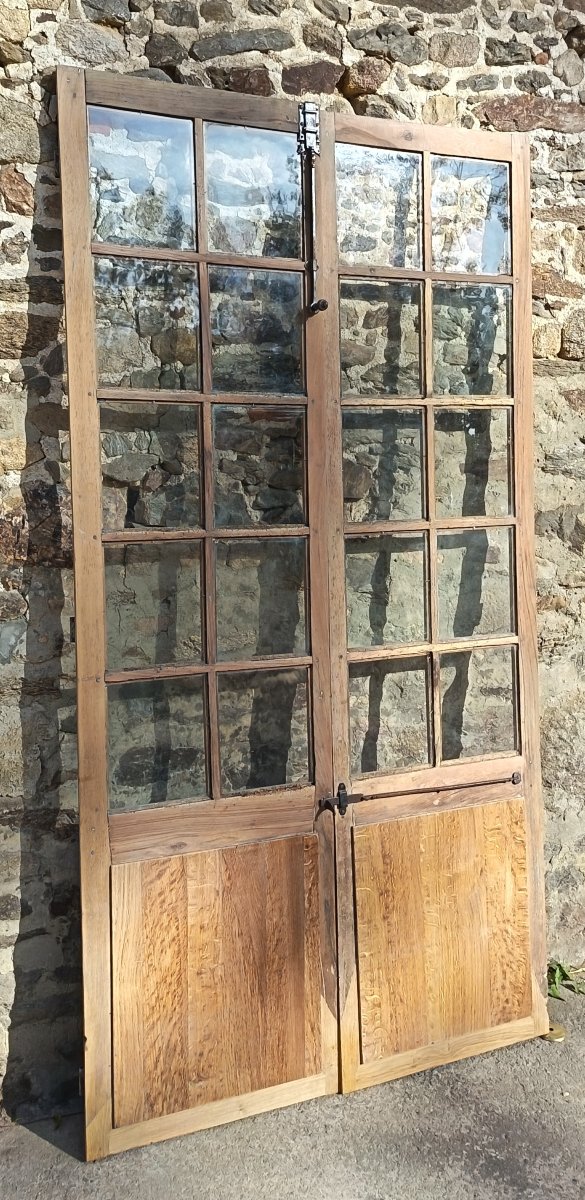 18th-century Double Glass Door With 10 Panes And 18th-century Ironwork