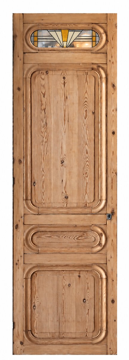 Antique Art Deco Door With A Glass Panel On The Upper Section-photo-2
