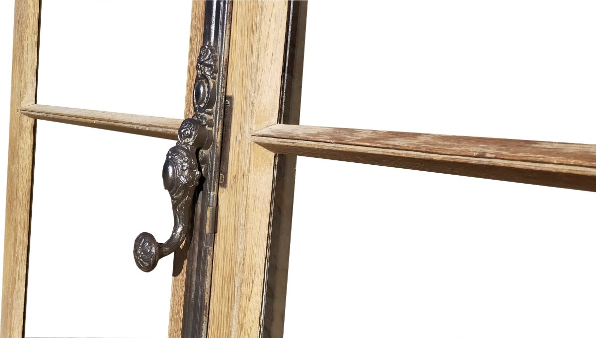 Large Antique 19th-century Castle Window With Handle For Display Case, Bookcase, Or Cabinet Door-photo-2