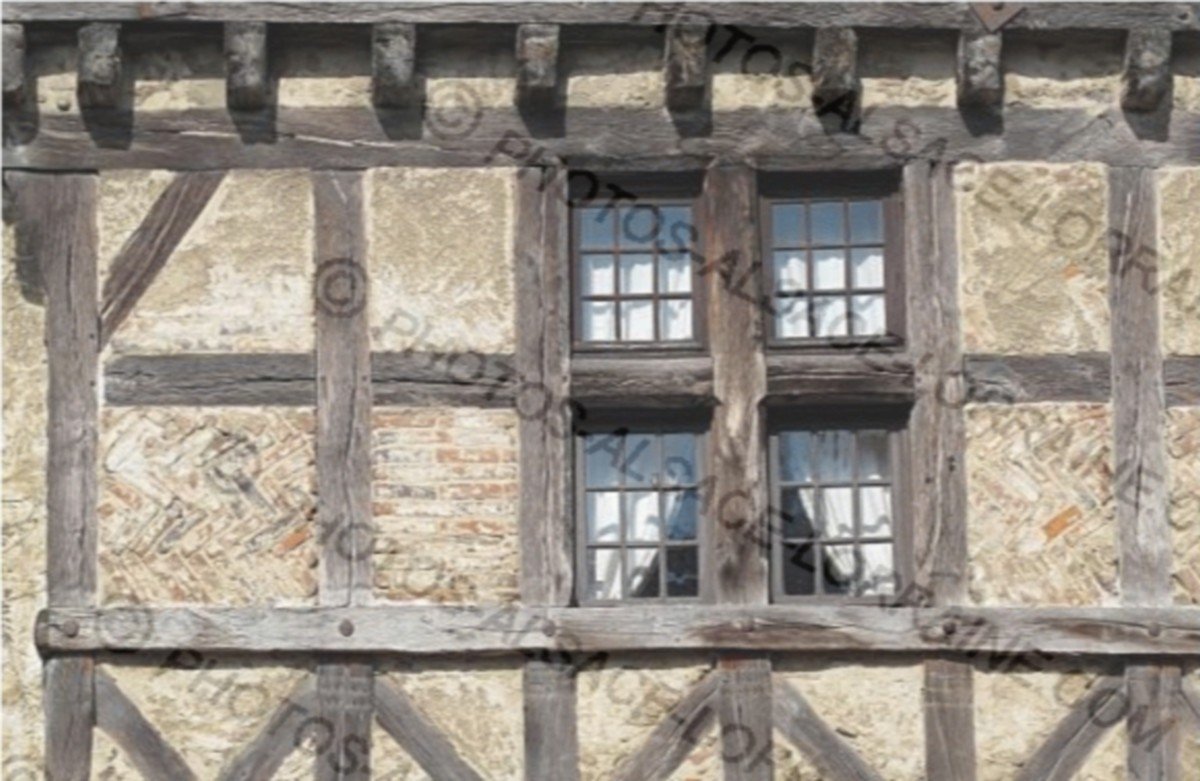 Trois Anciennes Fenêtres En Chêne Haute Epoque portes anciennes-photo-7
