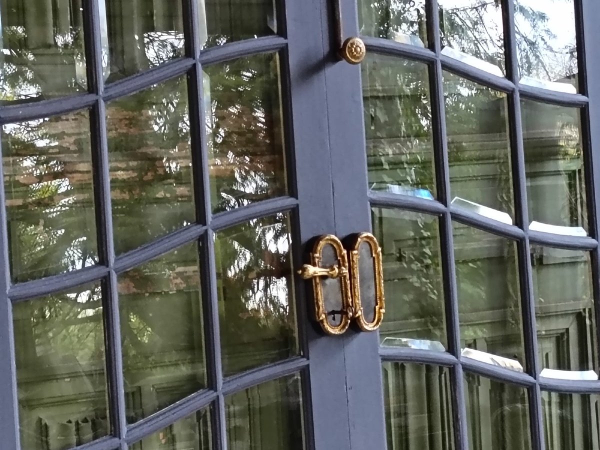 Antique Double Glass Door From The Late 19th Century With Its Original Ironwork-photo-2