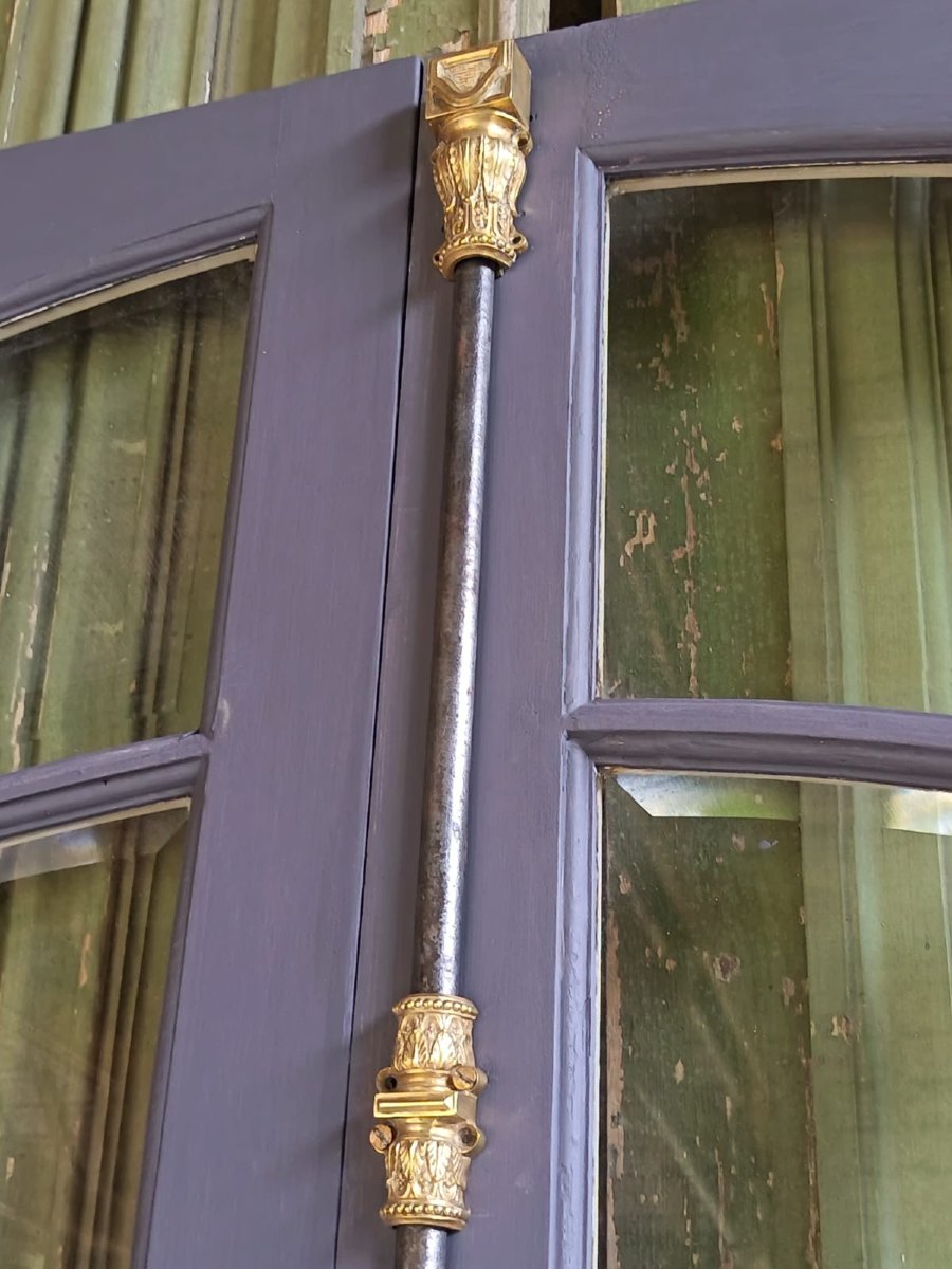 Antique Double Glass Door From The Late 19th Century With Its Original Ironwork-photo-3