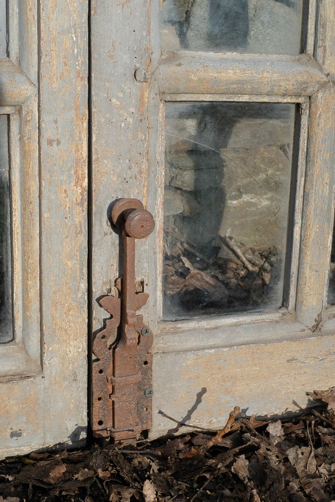 Ravissante Fenêtre Ancienne d'époque XVIIIème  Chêne Porte Vitrine Bibliothèque-photo-4