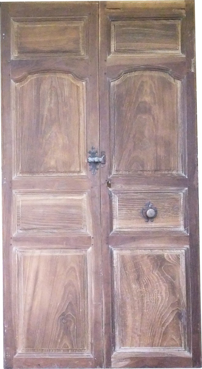 Antique 18th Century Double Door In Walnut Woodwork Doors
