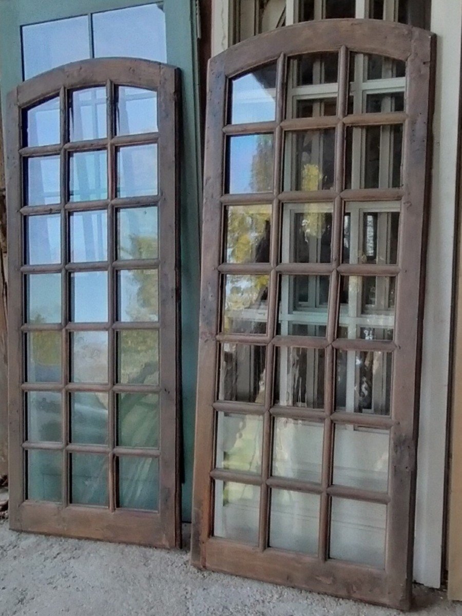 Pair Of Old 17th Century Oak Window Door Showcase Library Doors Woodwork-photo-3