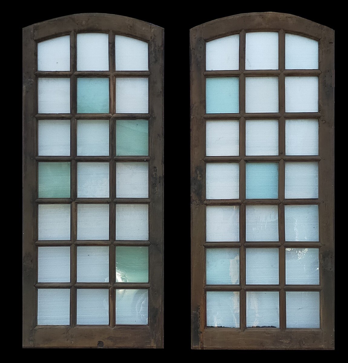 Pair Of Old 17th Century Oak Window Door Showcase Library Doors Woodwork