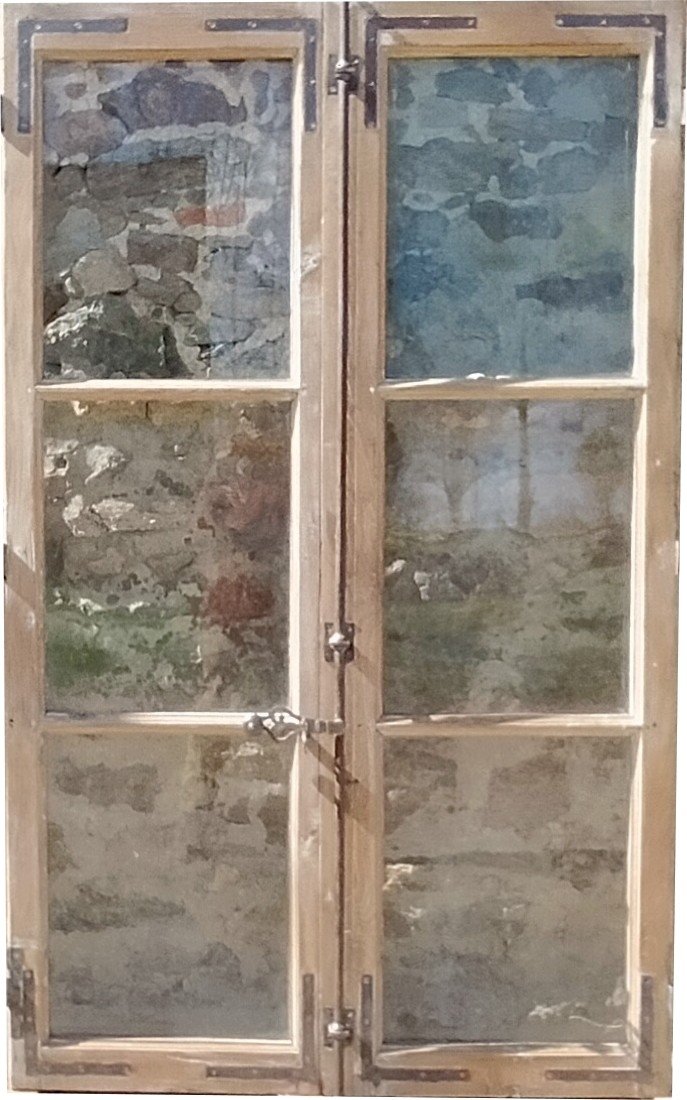 Fenêtres Anciennes XIXème En Chêne Porte Pour Vitrine Meuble Cuisine Bibliothèque Portes-photo-2