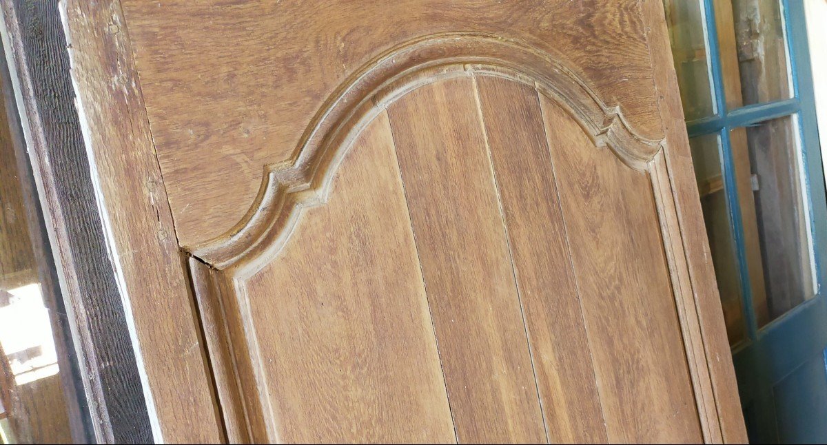 18th Century Woodwork Panel In Oak Old Door-photo-4