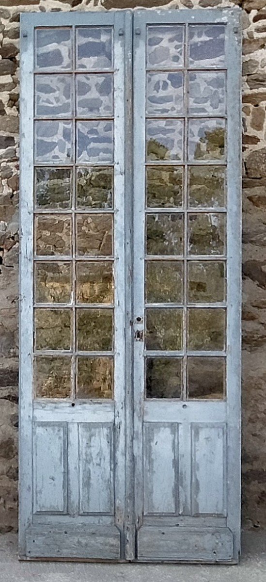 Trois Grandes Portes Fenêtres Ancienne Orangerie Atelier Loft Déco Magasin Porte -photo-3