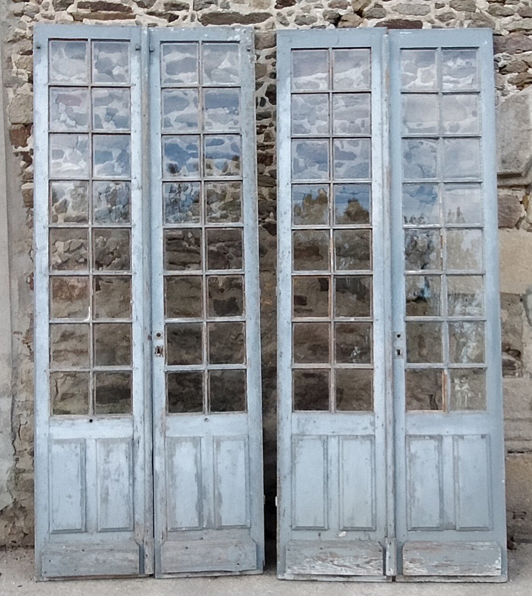 Trois Grandes Portes Fenêtres Ancienne Orangerie Atelier Loft Déco Magasin Porte -photo-4