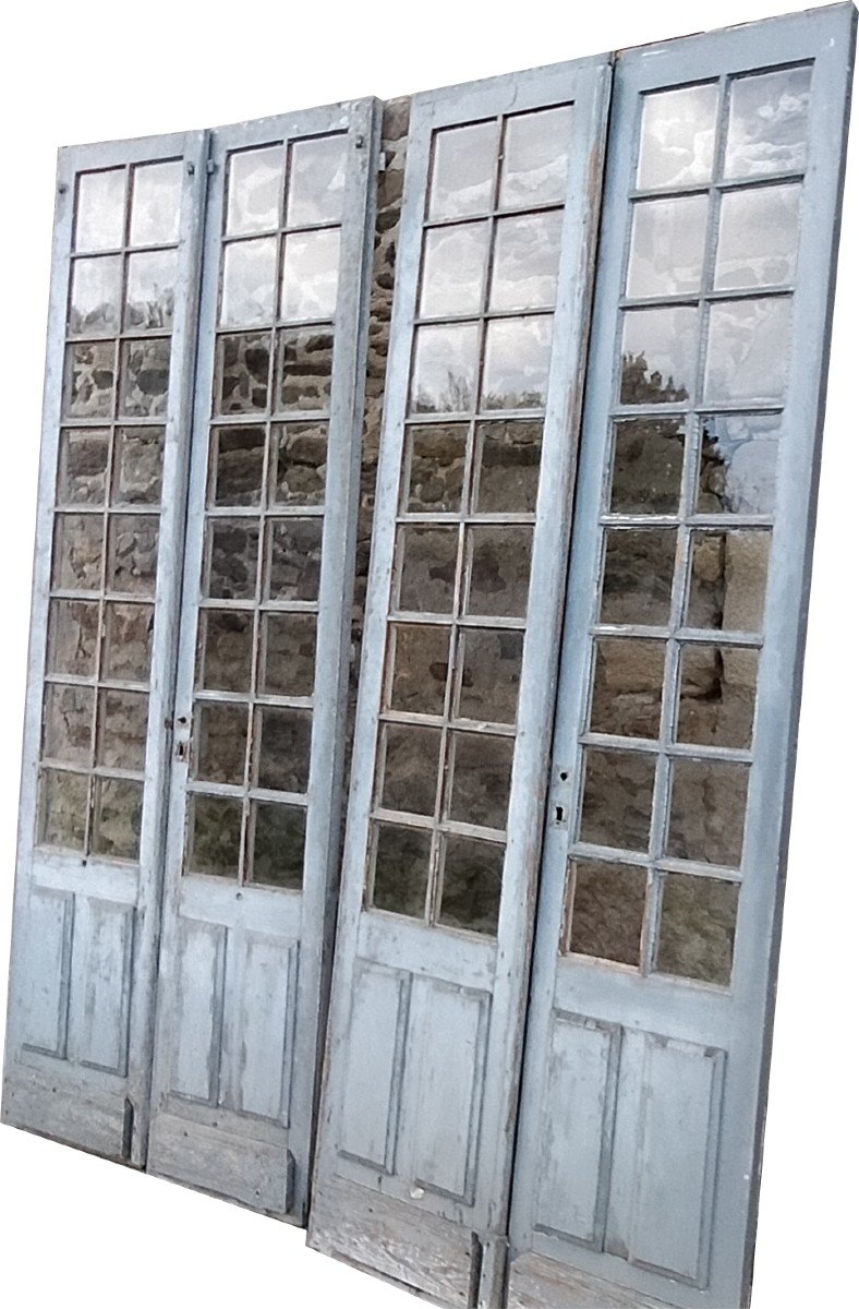 Trois Grandes Portes Fenêtres Ancienne Orangerie Atelier Loft Déco Magasin Porte 