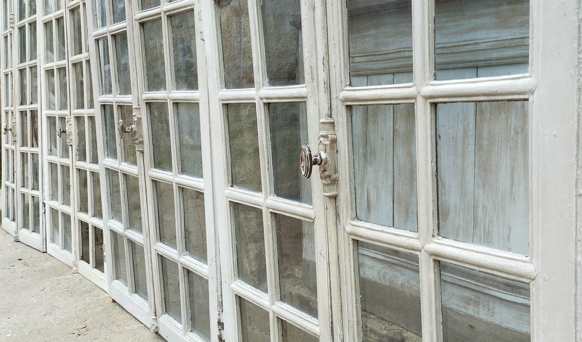 6 Paires de Fenêtres  XVIIIème Pour Bibliothèque Vitrine Porte  Cloison Vitrée Portes  Boiserie-photo-4