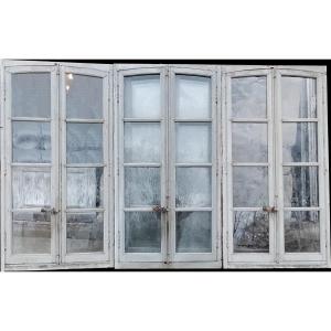 Six Old 19th Century Arched Windows For Furniture Showcases Library Door No1